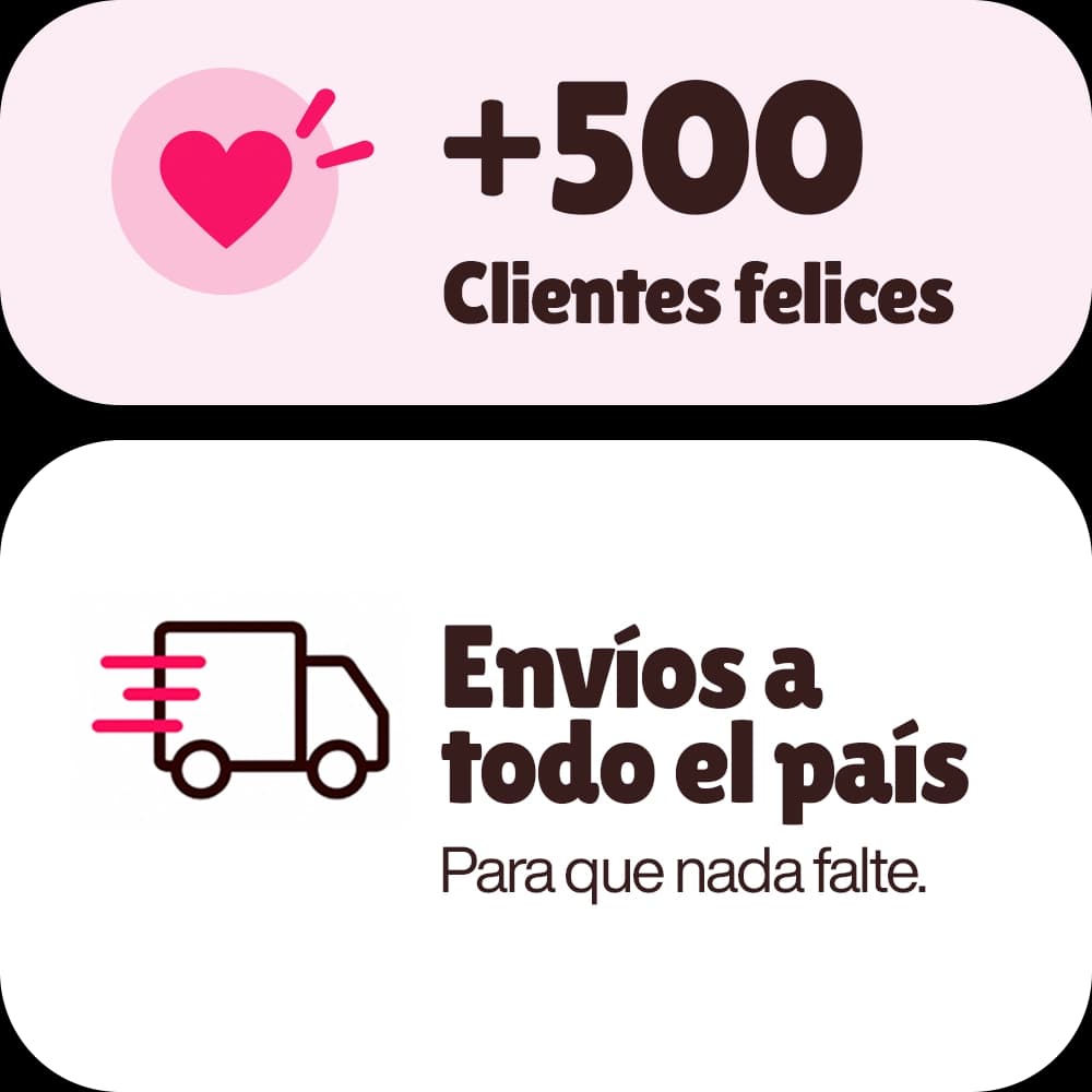 Más de 500 clientes felices que ya disfrutan en todo el país. Envíos a todo el país: para que nada falte.